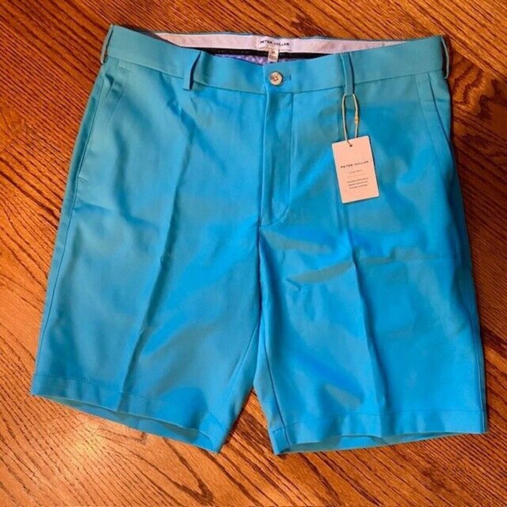 Peter Millar Size 33 Crown Sport Salem High Drape Shorts Reef Blue MSRP $100.00